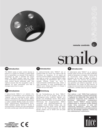 Nice Automation Smilo Owner's manual Nice Automation Smilo Owner's manual