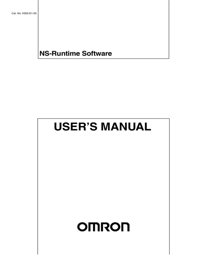 USER’S MANUAL NS-Runtime Software USER’S MANUAL NS-Runtime Software