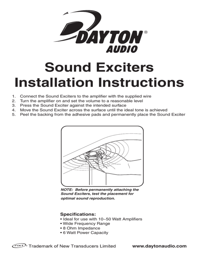 Sound Exciters Installation Instructions Sound Exciters Installation Instructions