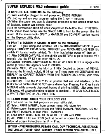 SUPER EXPLODE V5.0 reference guide ©1990 SUPER EXPLODE V5.0 reference guide ©1990