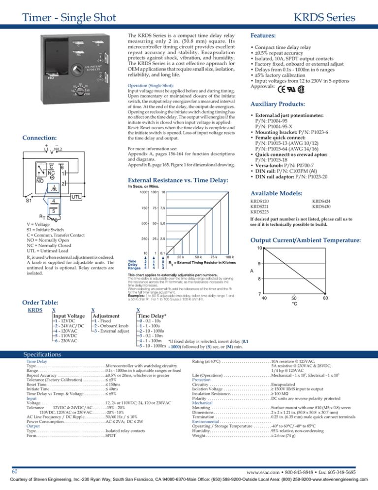 KRDS Series Timer - Single Shot Features: KRDS Series Timer - Single Shot Features: