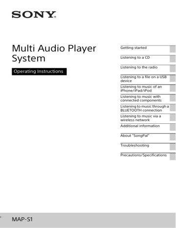 Sony MAP-S1 Operating instructions Sony MAP-S1 Operating instructions