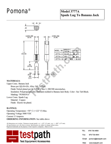 TestPath.com Pomona ® Model 3777A TestPath.com Pomona ® Model 3777A
