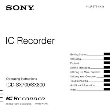 Sony ICD-SX800 User manual | Manualzz