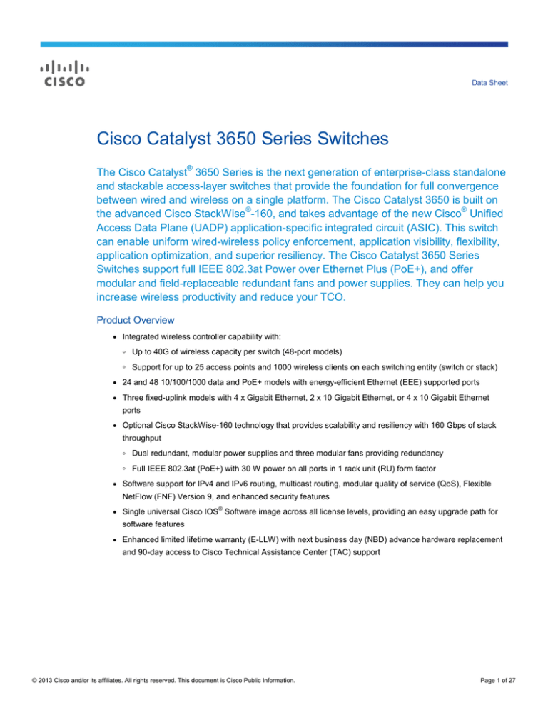 Cisco Catalyst 3650 Series Switches Cisco Catalyst 3650 Series Switches