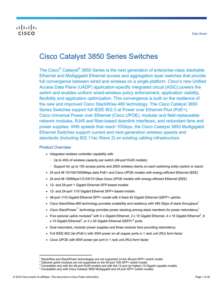 Cisco Catalyst 3850 Series Switches Cisco Catalyst 3850 Series Switches