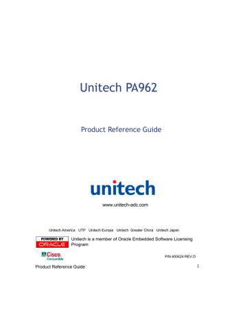 User manual | Unitech PA962 Product Reference Guide www.unitech-adc.com 1 | Manualzz
