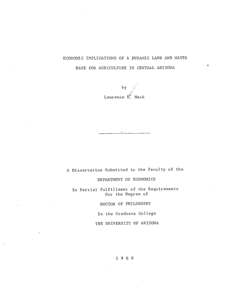 ECONOMIC IMPLICATIONS OF A DYNAMIC LAND AND WATER Mack ECONOMIC IMPLICATIONS OF A DYNAMIC LAND AND WATER Mack