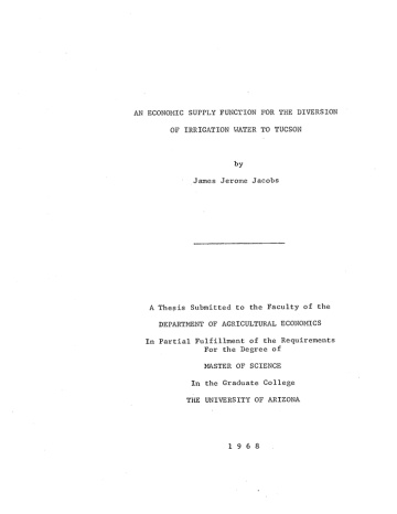 AN ECONOMIC SUPPLY FUNCTION FOR THE DIVERSION AN ECONOMIC SUPPLY FUNCTION FOR THE DIVERSION