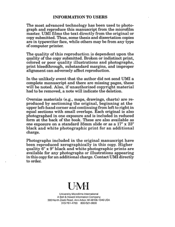 INFORMATION TO USERS graph and reproduce this manuscript from the microfilm INFORMATION TO USERS graph and reproduce this manuscript from the microfilm