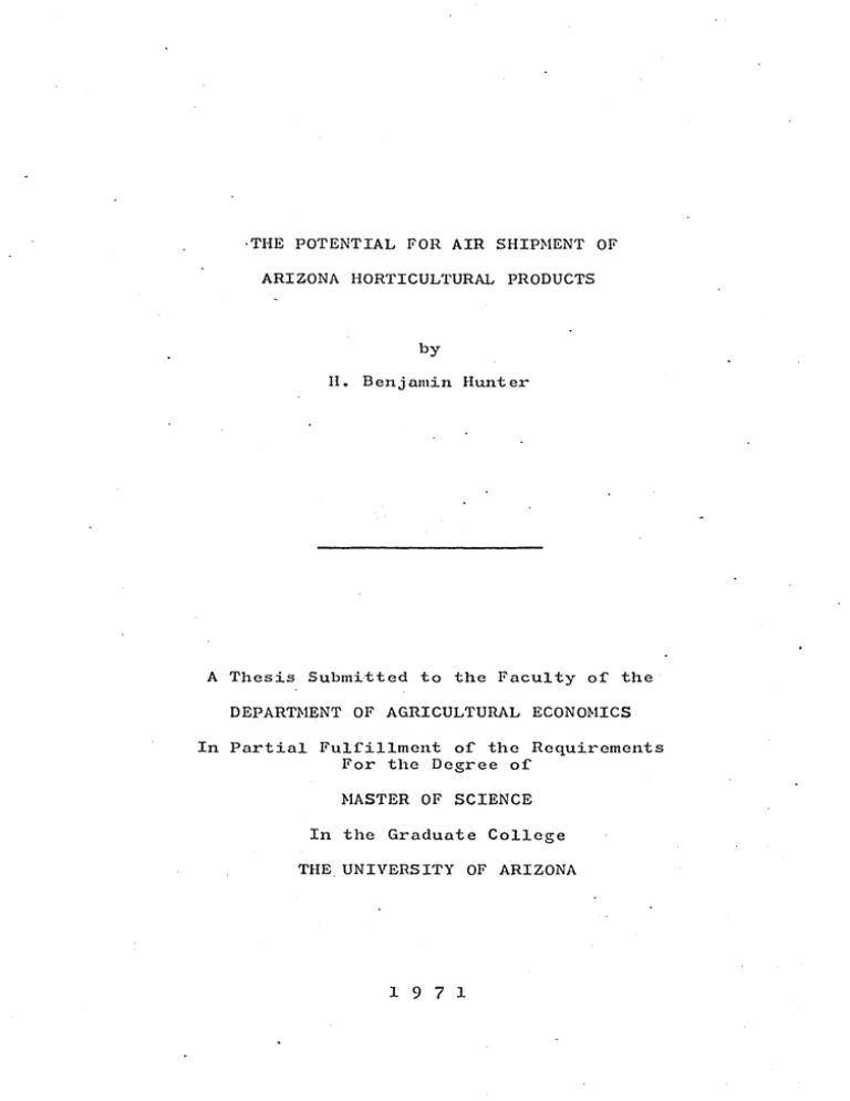 •THE POTENTIAL FOR AIR SHIPMENT OF by •THE POTENTIAL FOR AIR SHIPMENT OF by