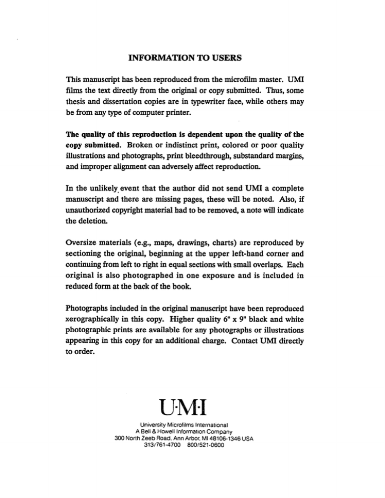 INFORMATION TO USERS INFORMATION TO USERS