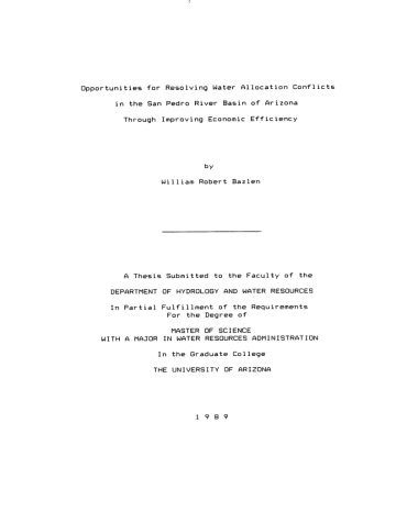 Opportunities for Resolving Water Allocation Conflicts Through Improving Economic Efficiency Opportunities for Resolving Water Allocation Conflicts Through Improving Economic Efficiency