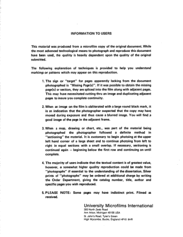INFORMATION TO USERS INFORMATION TO USERS