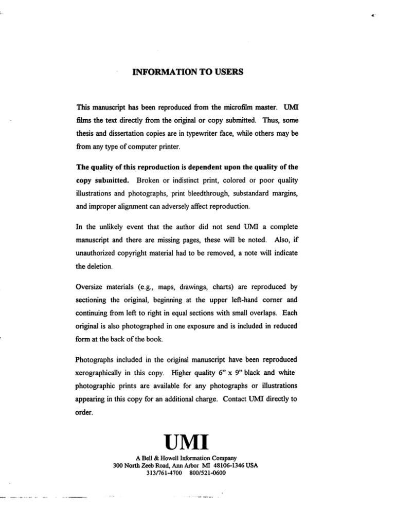 INFORMATION TO USERS INFORMATION TO USERS