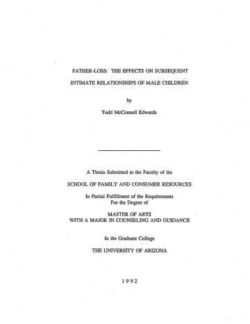 FATHER-LOSS: THE EFFECTS ON SUBSEQUENT by Todd McConnell Edwards FATHER-LOSS: THE EFFECTS ON SUBSEQUENT by Todd McConnell Edwards