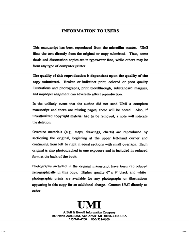 INFORMATION TO USERS INFORMATION TO USERS