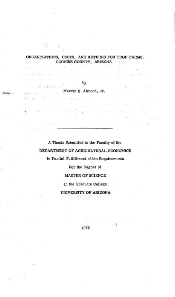 ORGANIZATIONS, COSTS, AND RETURNS FOR CROP ... COCHISE COUNTY, ARIZONA by ORGANIZATIONS, COSTS, AND RETURNS FOR CROP ... COCHISE COUNTY, ARIZONA by