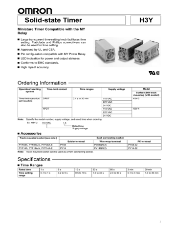 Omron H3Y Datasheet Manualzz