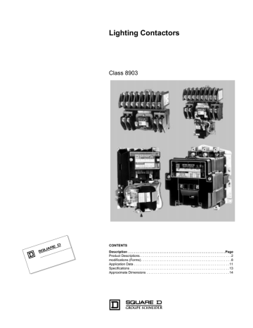 Lighting Contactors Class 8903 Lighting Contactors Class 8903