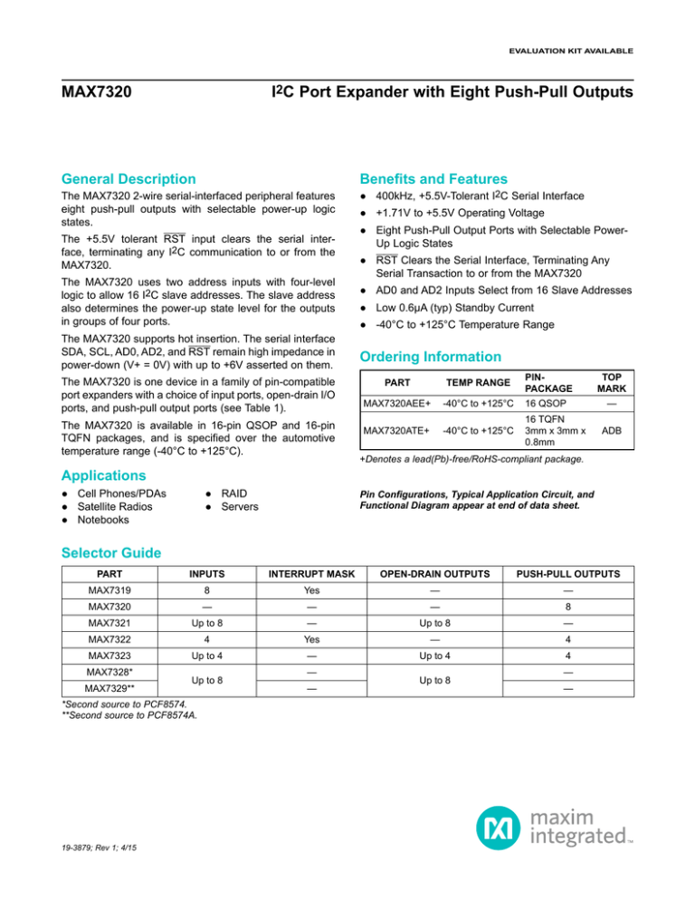 General Description Benefits and Features General Description Benefits and Features
