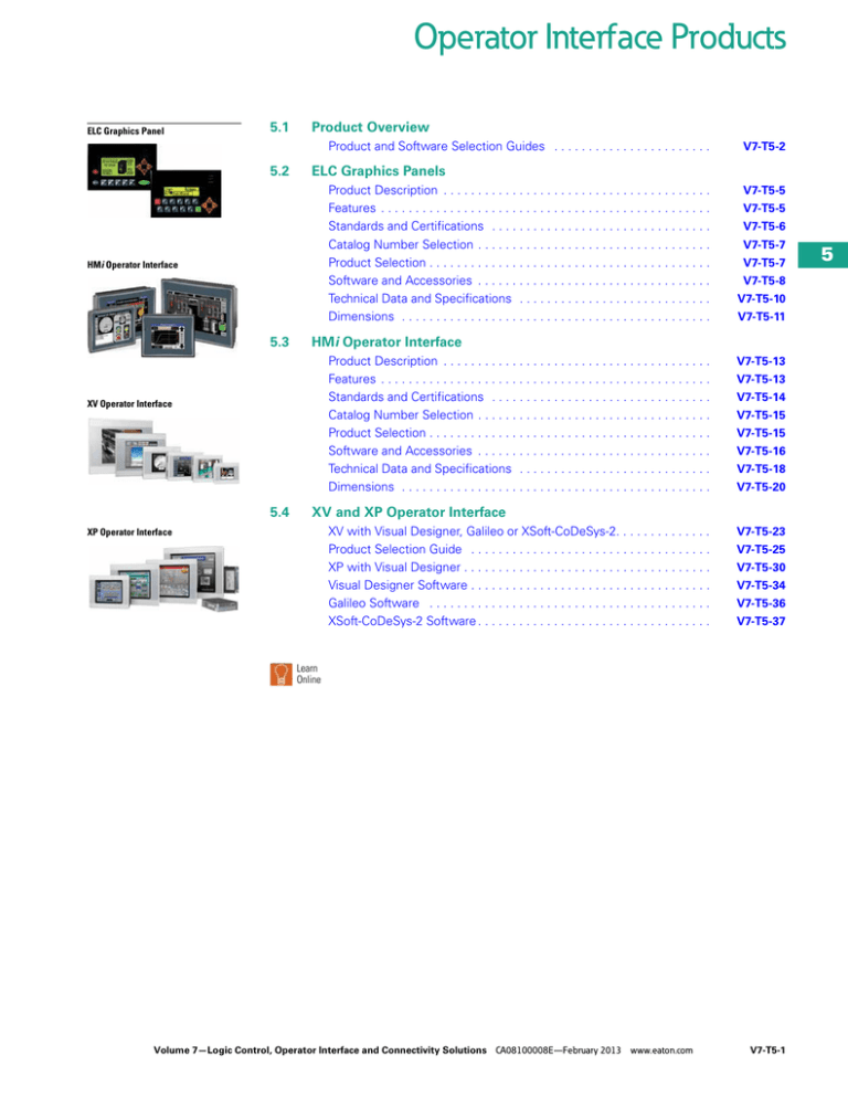 Operator Interface Products 5 5.1 Product Overview Operator Interface Products 5 5.1 Product Overview