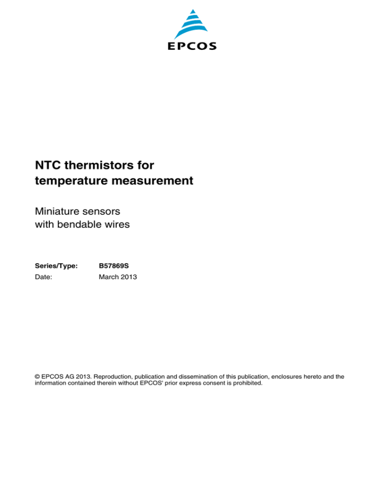 NTC thermistors for temperature measurement Miniature sensors with bendable wires NTC thermistors for temperature measurement Miniature sensors with bendable wires