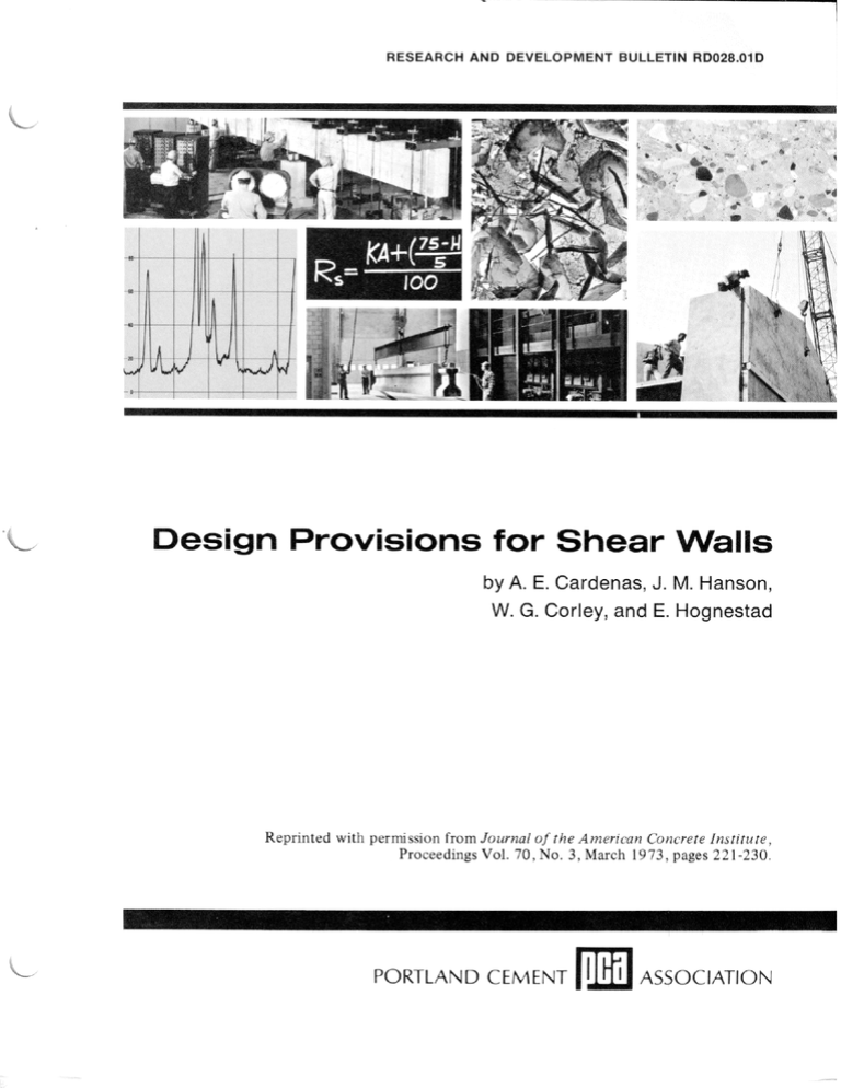 Design Provisions for Shear Walls Design Provisions for Shear Walls