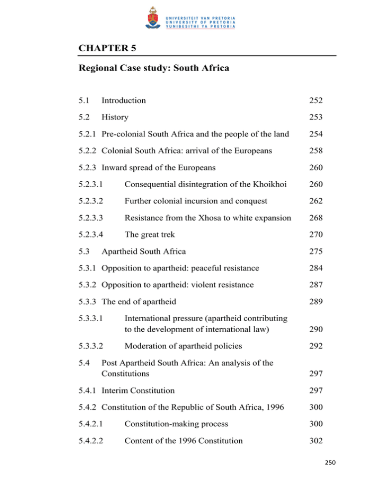 CHAPTER 5 Regional Case study: South Africa CHAPTER 5 Regional Case study: South Africa