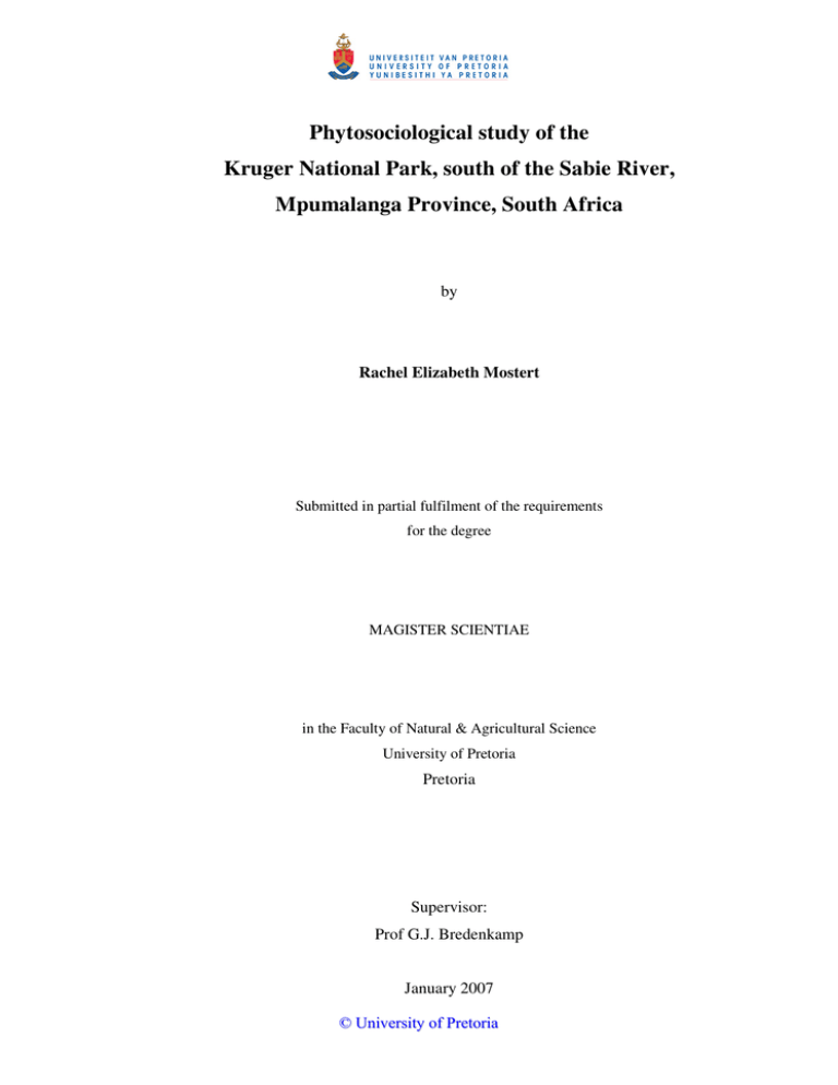 Phytosociological study of the Mpumalanga Province, South Africa Phytosociological study of the Mpumalanga Province, South Africa