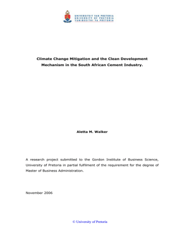 Climate Change Mitigation and the Clean Development Climate Change Mitigation and the Clean Development