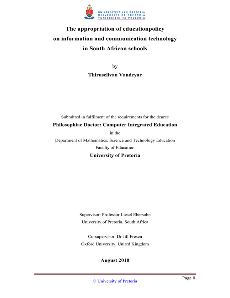 The appropriation of educationpolicy on information and communication technology The appropriation of educationpolicy on information and communication technology