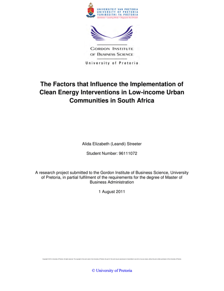 The Factors that Influence the Implementation of Communities in South Africa The Factors that Influence the Implementation of Communities in South Africa