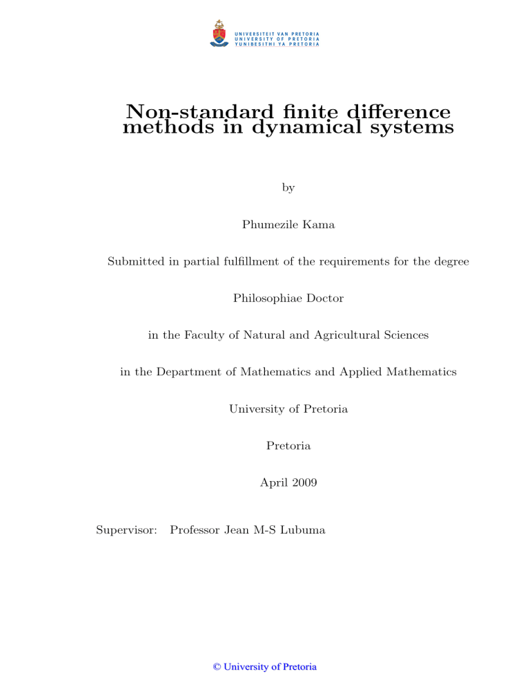Non-standard finite difference methods in dynamical systems Non-standard finite difference methods in dynamical systems