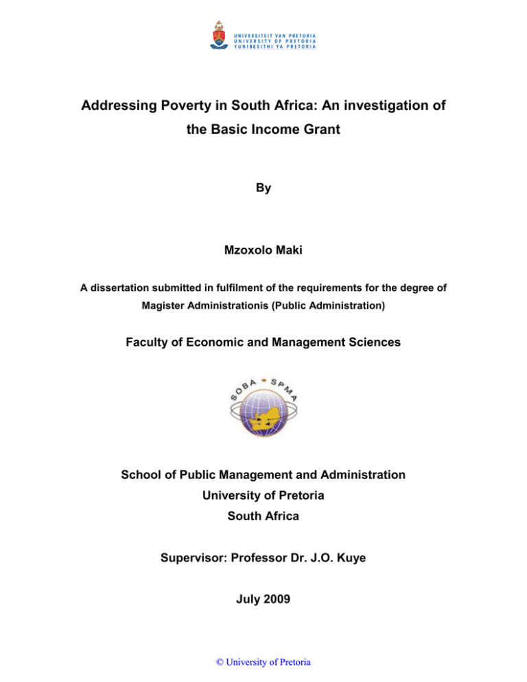 Addressing Poverty in South Africa: An investigation of By Addressing Poverty in South Africa: An investigation of By