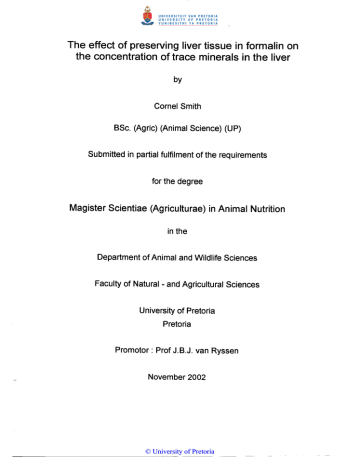 The effect of preserving liver tissue in formalin on The effect of preserving liver tissue in formalin on
