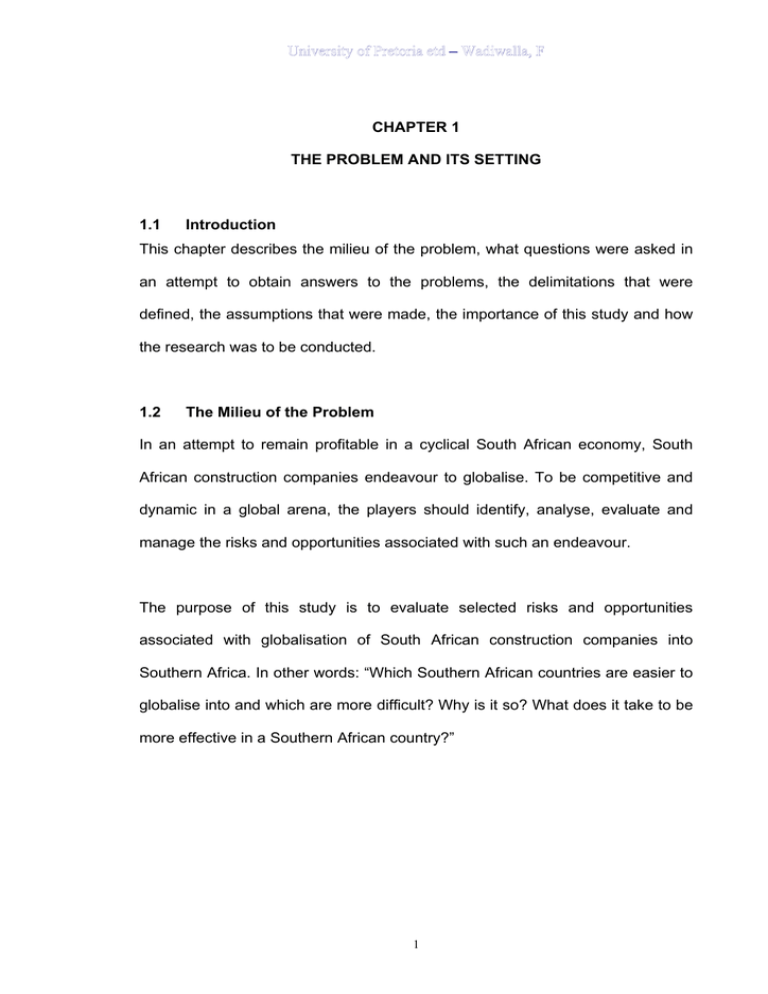 CHAPTER 1 THE PROBLEM AND ITS SETTING 1.1 Introduction CHAPTER 1 THE PROBLEM AND ITS SETTING 1.1 Introduction