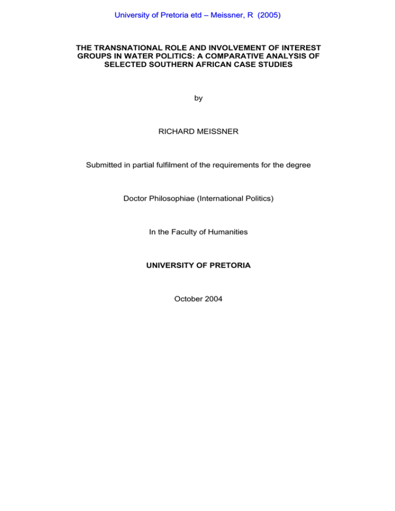 THE TRANSNATIONAL ROLE AND INVOLVEMENT OF INTEREST U n THE TRANSNATIONAL ROLE AND INVOLVEMENT OF INTEREST U n