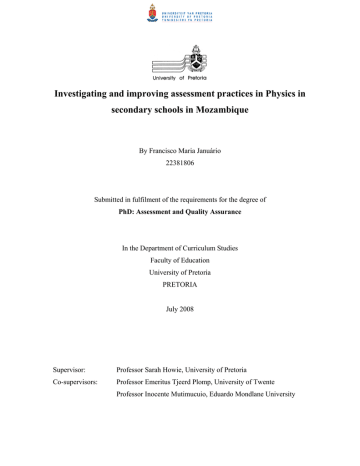 Investigating and improving assessment practices in Physics in Investigating and improving assessment practices in Physics in