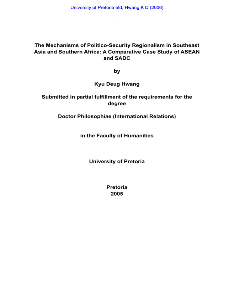 The Mechanisms of Politico-Security Regionalism in Southeast The Mechanisms of Politico-Security Regionalism in Southeast