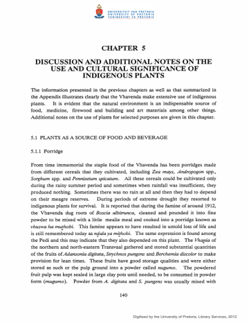 CHAPTER 5 DISCUSSION AND ADDITIONAL NOTES ON THE INDIGENOUS PLANTS CHAPTER 5 DISCUSSION AND ADDITIONAL NOTES ON THE INDIGENOUS PLANTS
