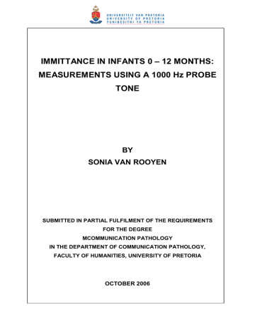 IMMITTANCE IN INFANTS 0 – 12 MONTHS: TONE IMMITTANCE IN INFANTS 0 – 12 MONTHS: TONE