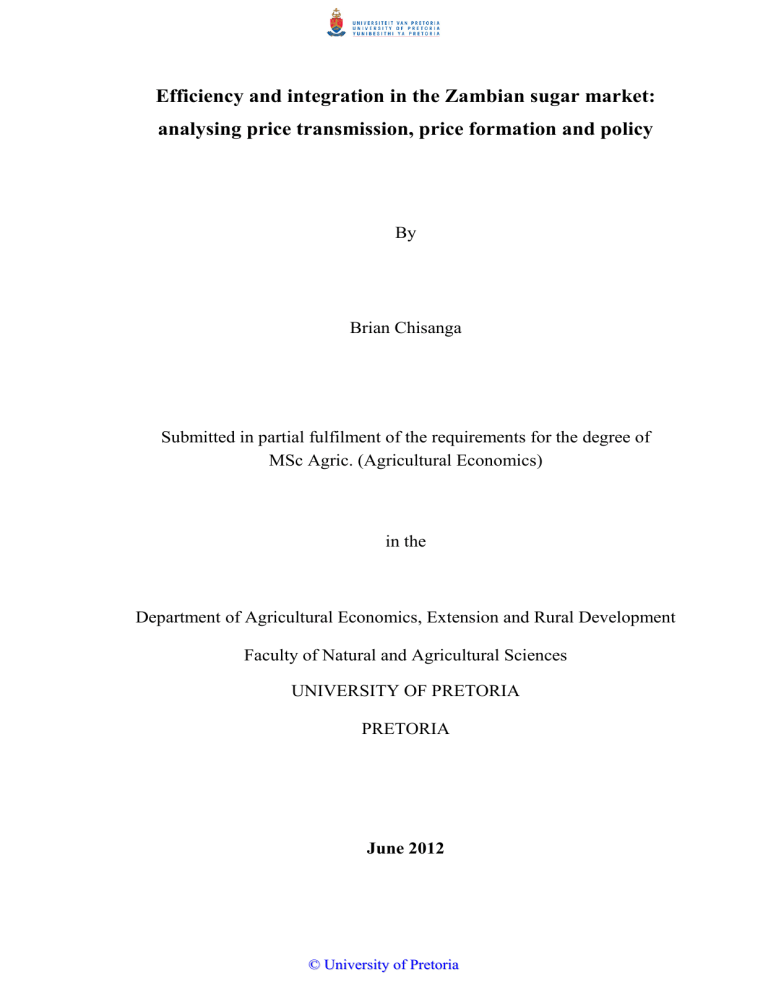 Efficiency and integration in the Zambian sugar market: Efficiency and integration in the Zambian sugar market:
