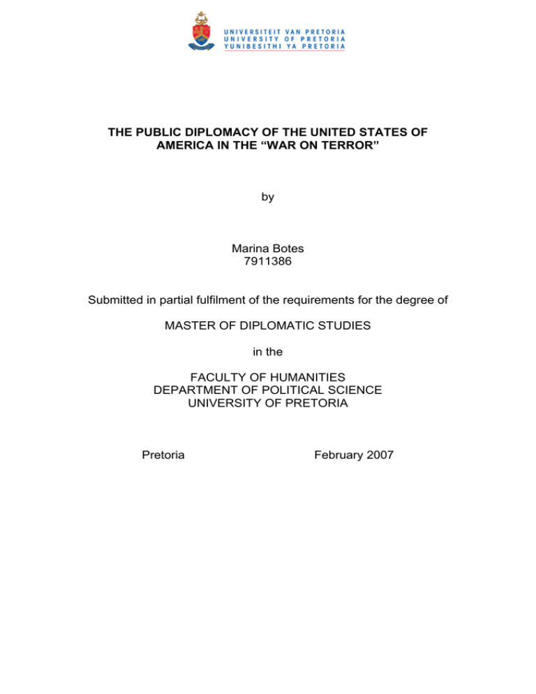 THE PUBLIC DIPLOMACY OF THE UNITED STATES OF by THE PUBLIC DIPLOMACY OF THE UNITED STATES OF by