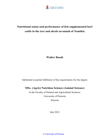 Nutritional status and performance of lick supplemented beef Nutritional status and performance of lick supplemented beef