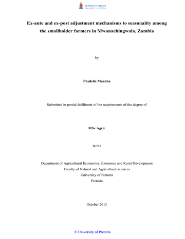Ex-ante and ex-post adjustment mechanisms to seasonality among Ex-ante and ex-post adjustment mechanisms to seasonality among