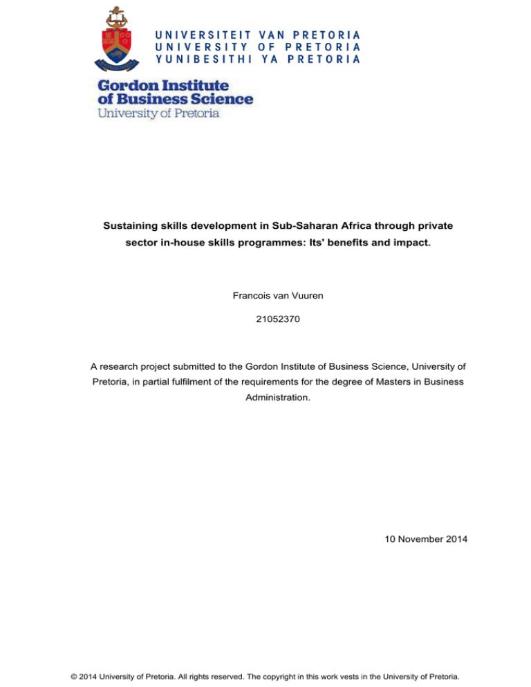 Sustaining skills development in Sub-Saharan Africa through private Sustaining skills development in Sub-Saharan Africa through private
