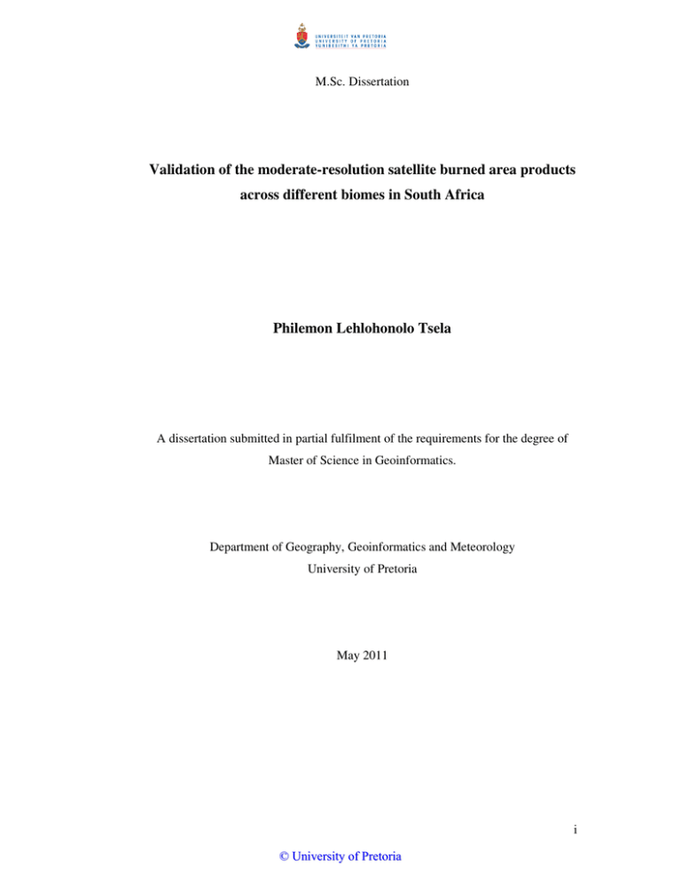 Validation of the moderate-resolution satellite burned area products Validation of the moderate-resolution satellite burned area products