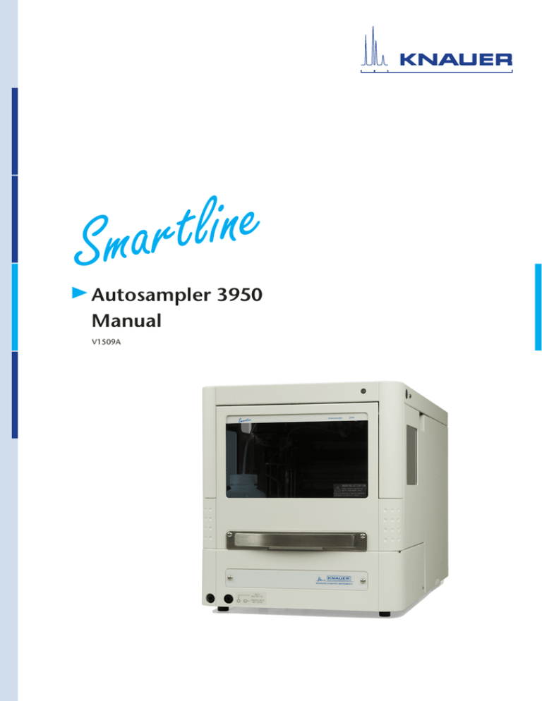 Autosampler 3950 Manual V1509A Autosampler 3950 Manual V1509A