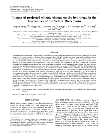 Impact of projected climate change on the hydrology in the Impact of projected climate change on the hydrology in the